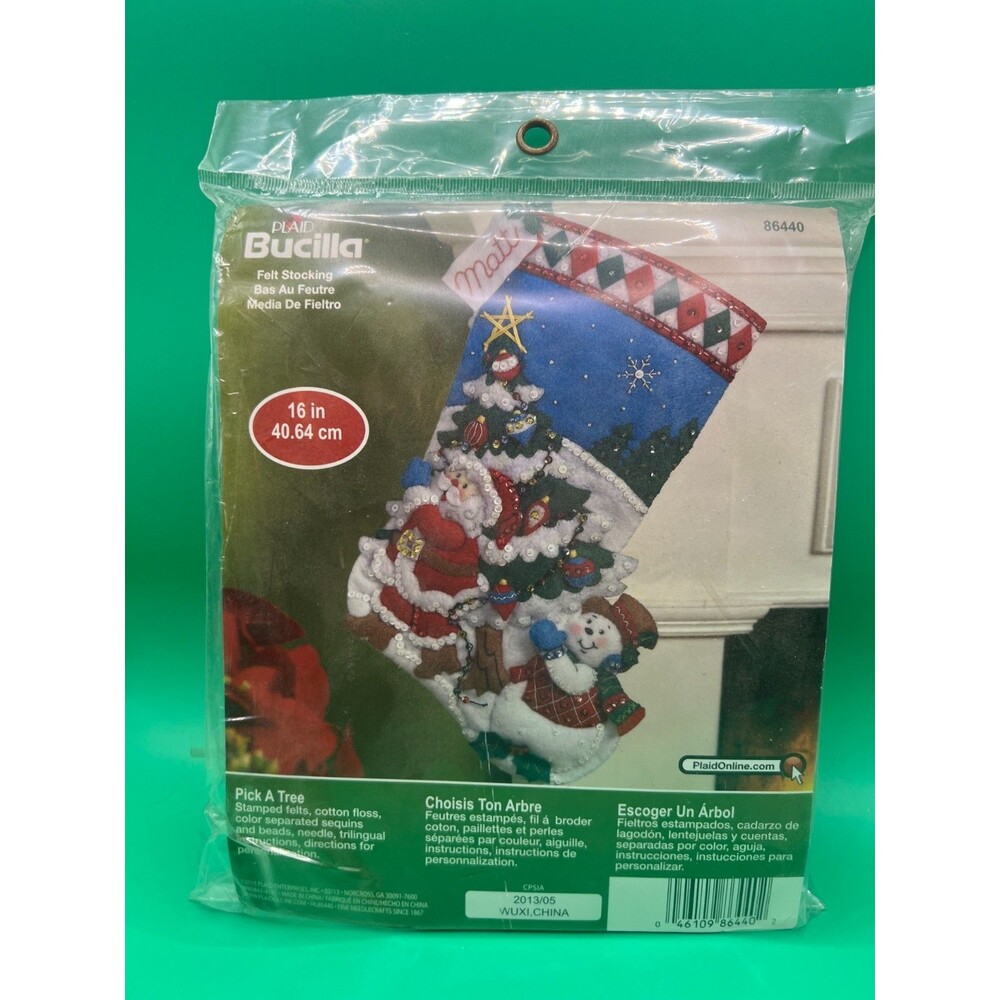 Bucilla PICK A TREE Stocking Kit-Tri-Lingual instructions/2013